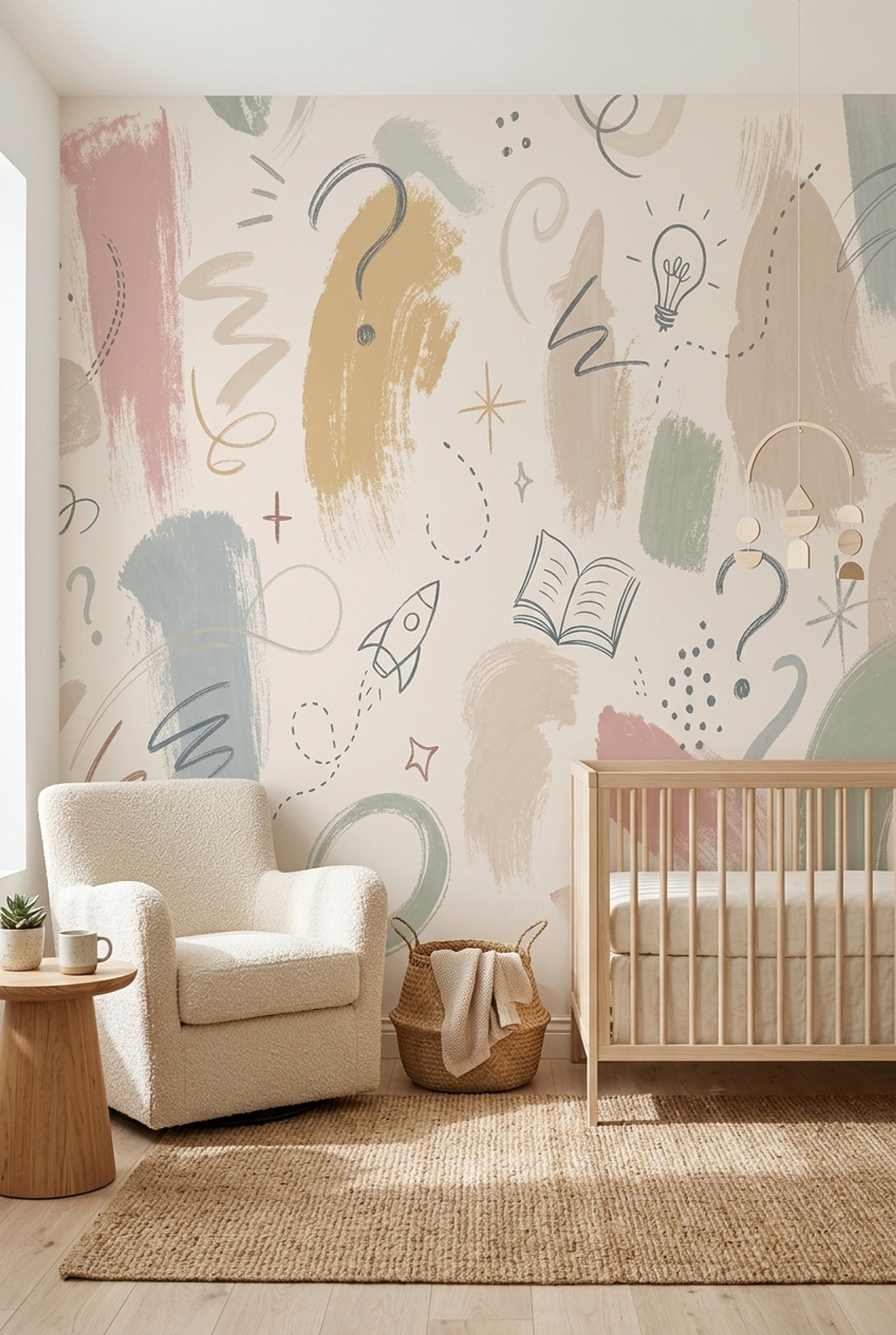 Pastel Wallpaper Doodles Creative Removable Wall Decor
