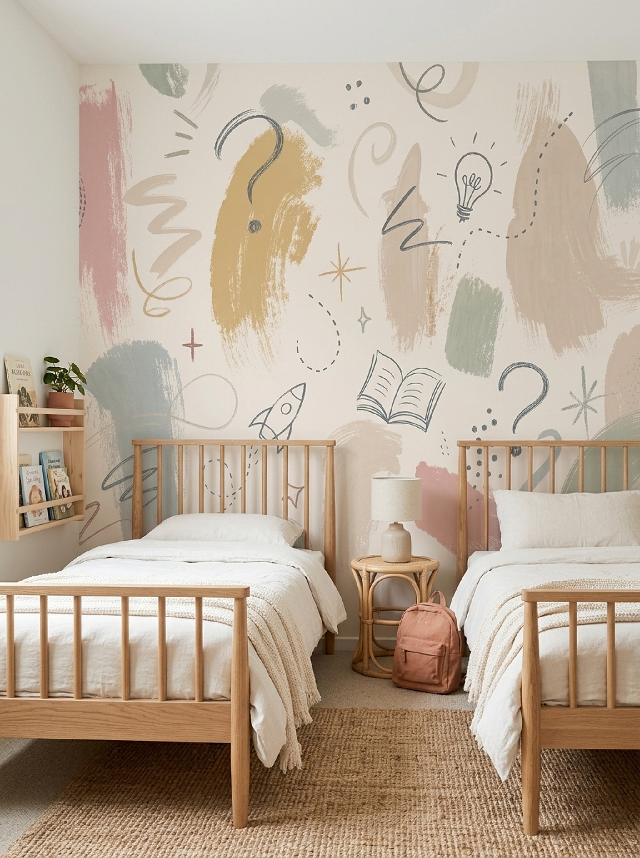 Pastel Wallpaper Doodles Creative Removable Wall Decor