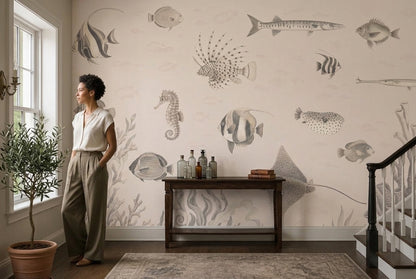 Marine Life Wallpaper Coastal Vintage Wall Mural