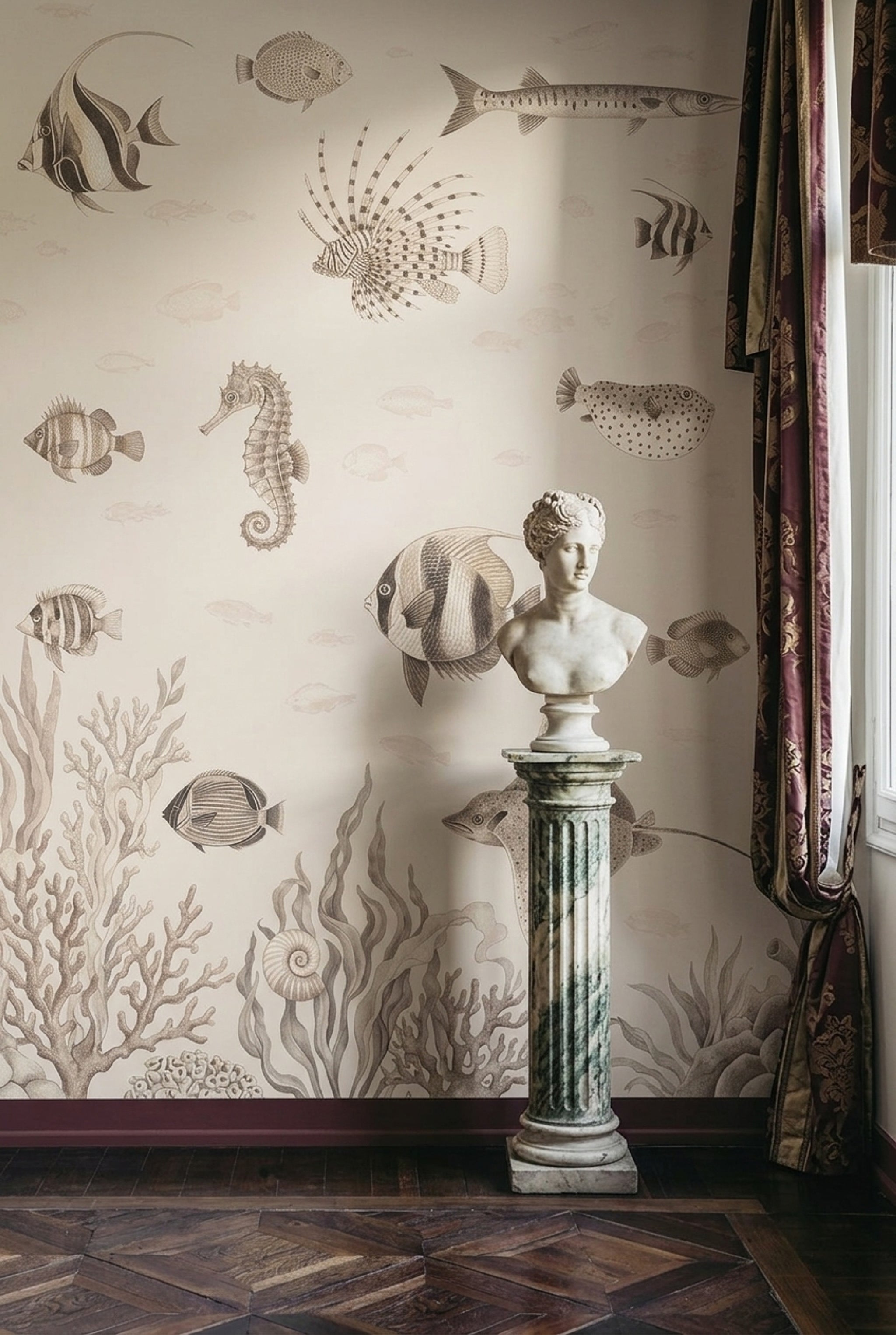 Marine Life Wallpaper Coastal Vintage Wall Mural