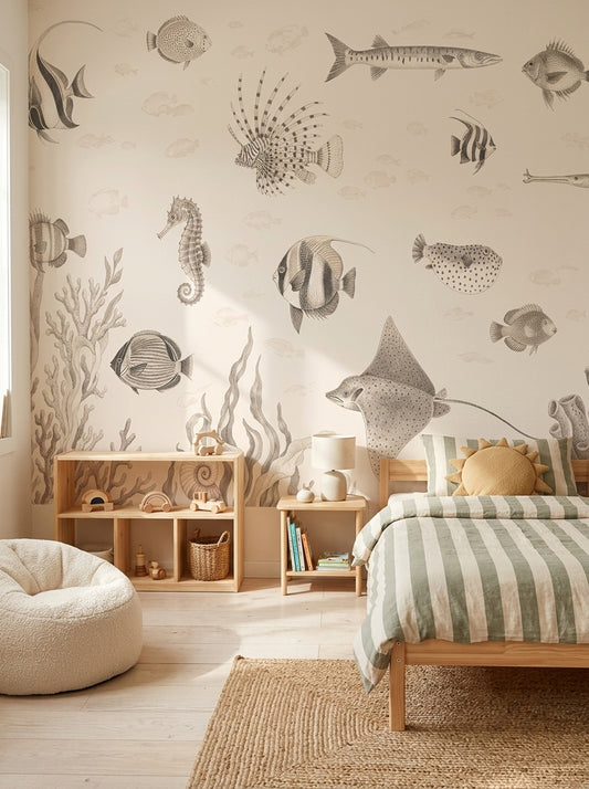 Marine Life Wallpaper Coastal Vintage Wall Mural
