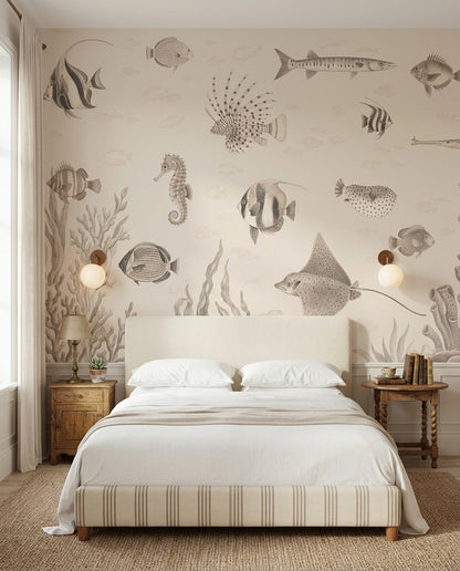 Marine Life Wallpaper Coastal Vintage Wall Mural