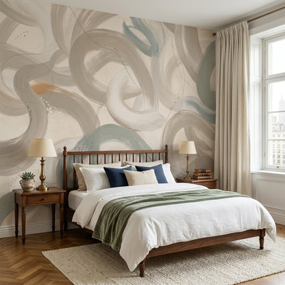 Abstract Wallpaper Brushstrokes Removable Neutral Wall Decor