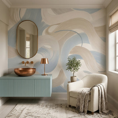 Brushstroke Wallpaper Curved Lines Abstract Removable Wall Decor