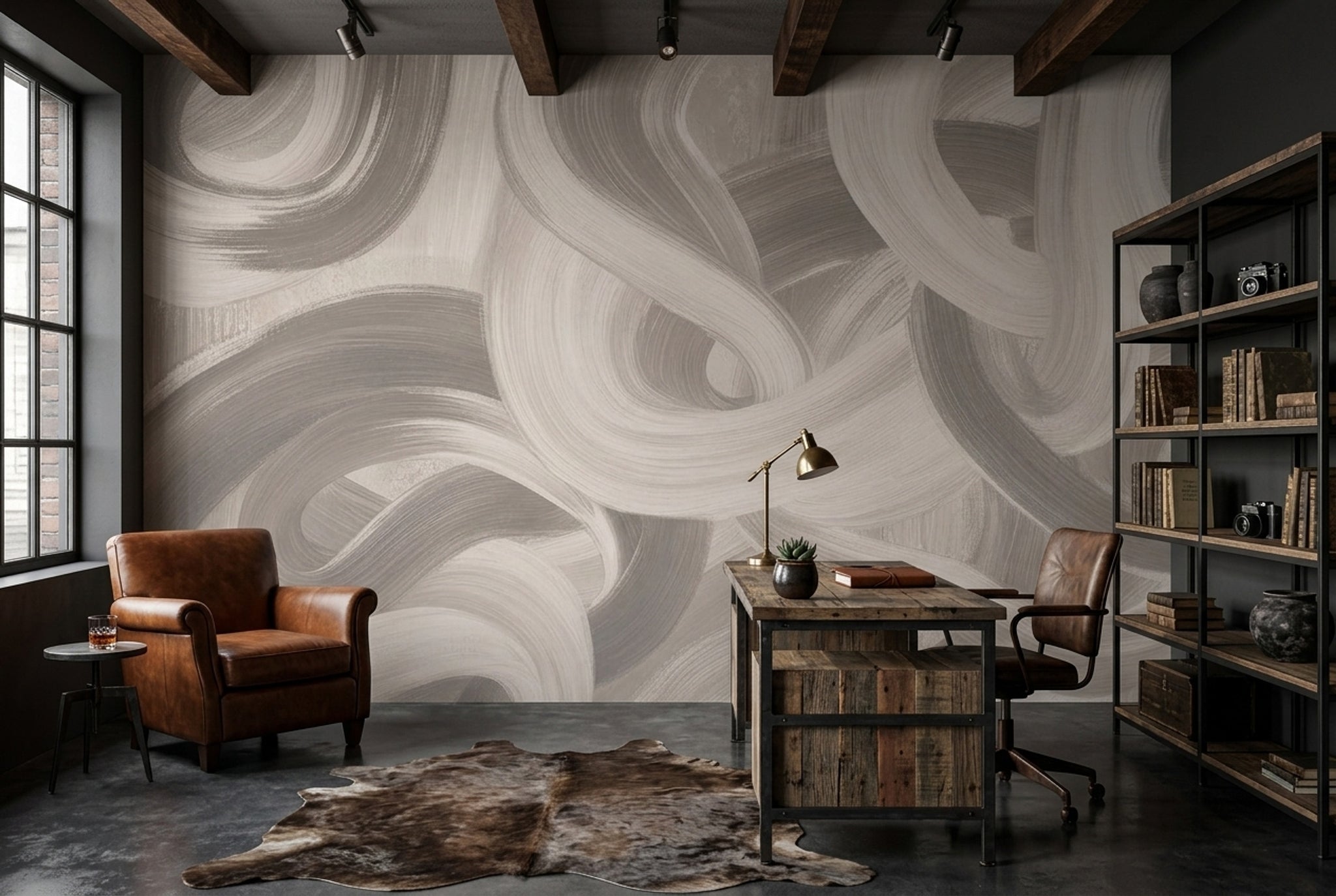 Abstract Wallpaper Brushstroke Swirl Wall Mural
