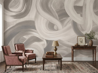 Abstract Wallpaper Brushstroke Swirl Wall Mural