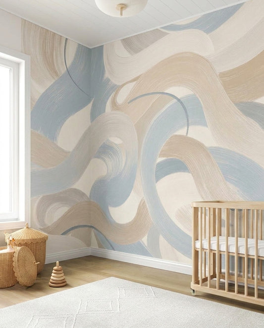 Brushstroke Wallpaper Curved Lines Abstract Removable Wall Decor