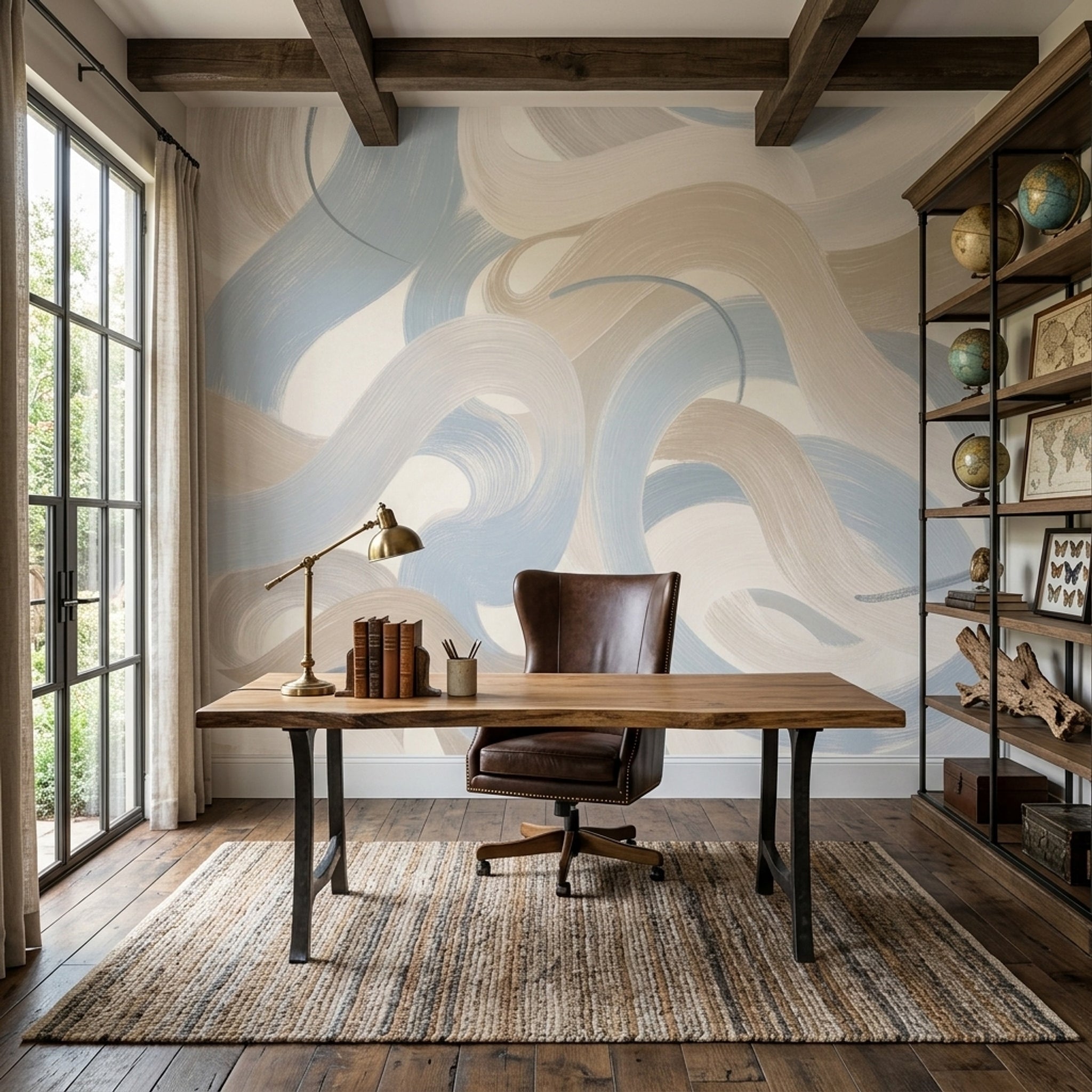 Brushstroke Wallpaper Curved Lines Abstract Removable Wall Decor