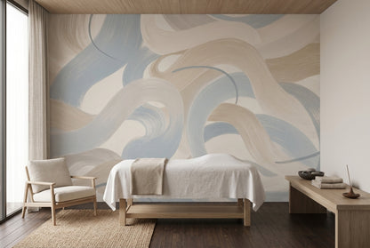 Brushstroke Wallpaper Curved Lines Abstract Removable Wall Decor
