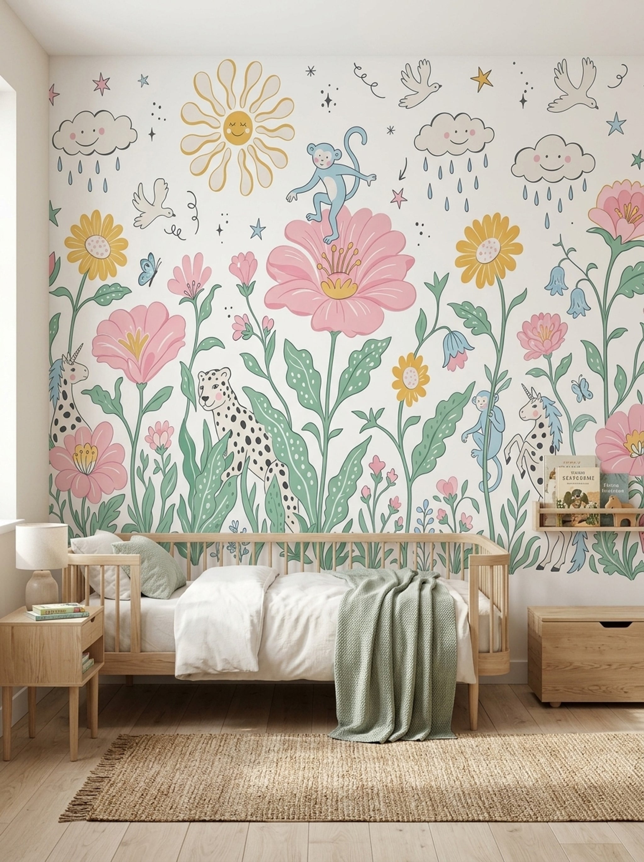 White Background Wallpaper Nursery Kids Wall Mural
