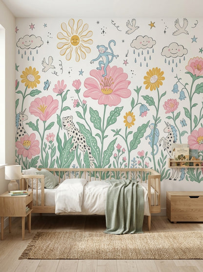 White Background Wallpaper Nursery Kids Wall Mural