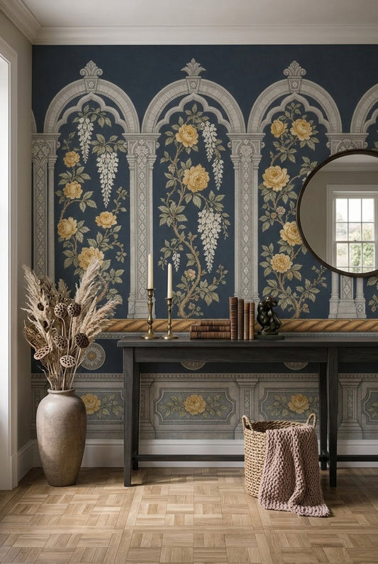 Muted Green Wallpaper Vintage Chinoiserie Removable Wall Decor