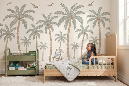 Tropical Beach Wallpaper Seaside Removable Palm Tree Wall Decor