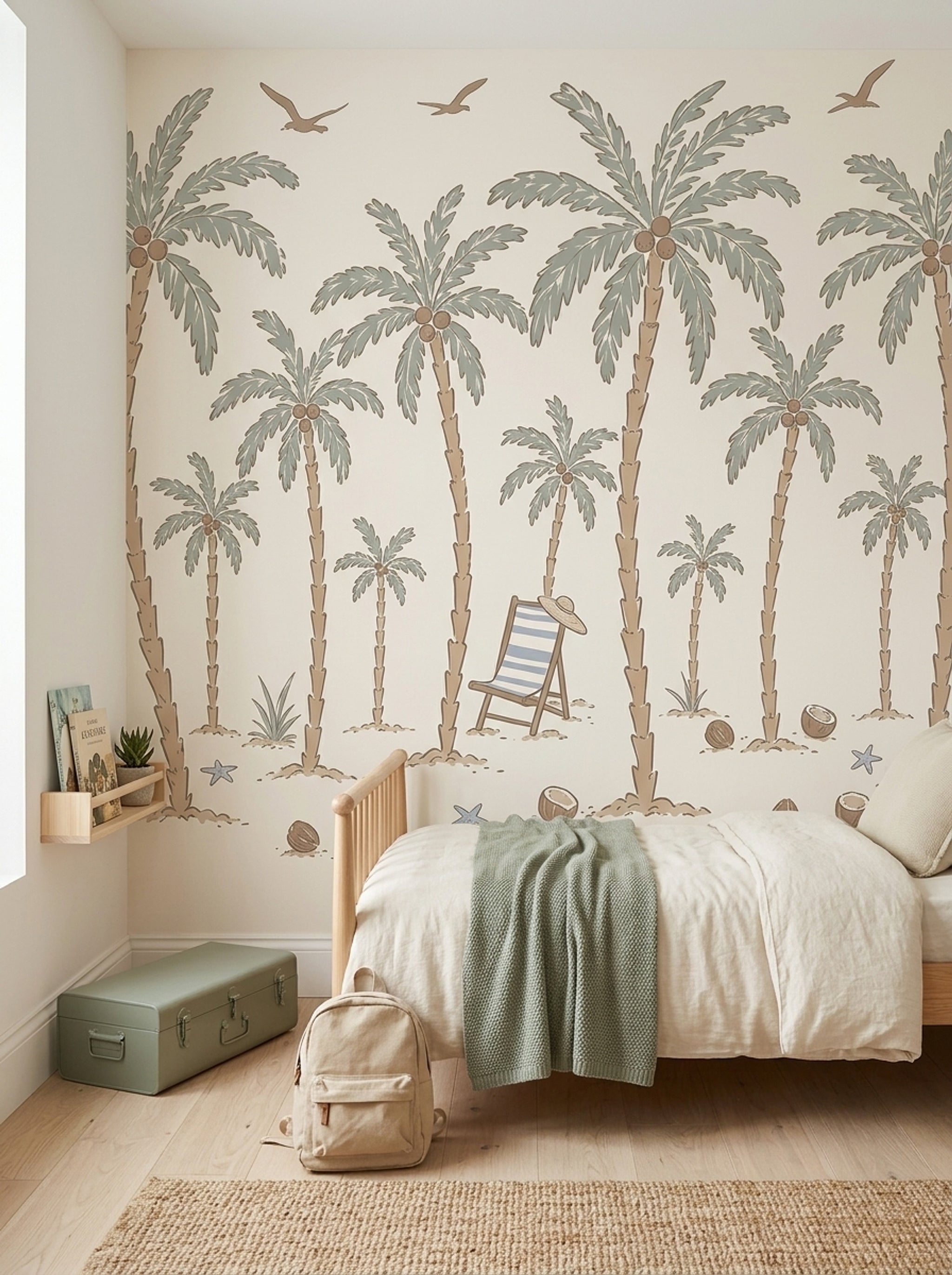 Tropical Beach Wallpaper Seaside Removable Palm Tree Wall Decor