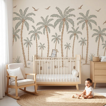 Tropical Beach Wallpaper Seaside Removable Palm Tree Wall Decor