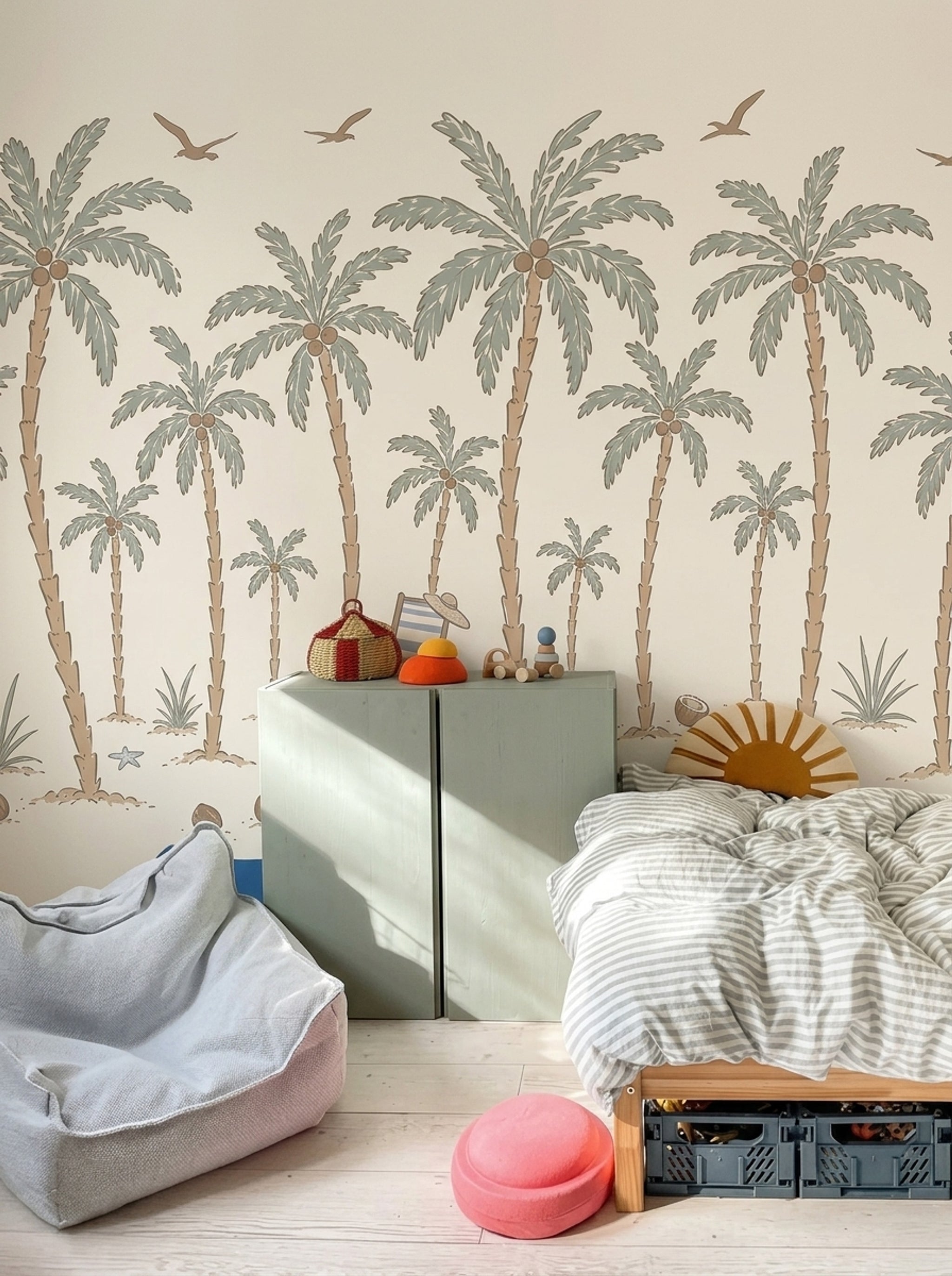 Tropical Beach Wallpaper Seaside Removable Palm Tree Wall Decor
