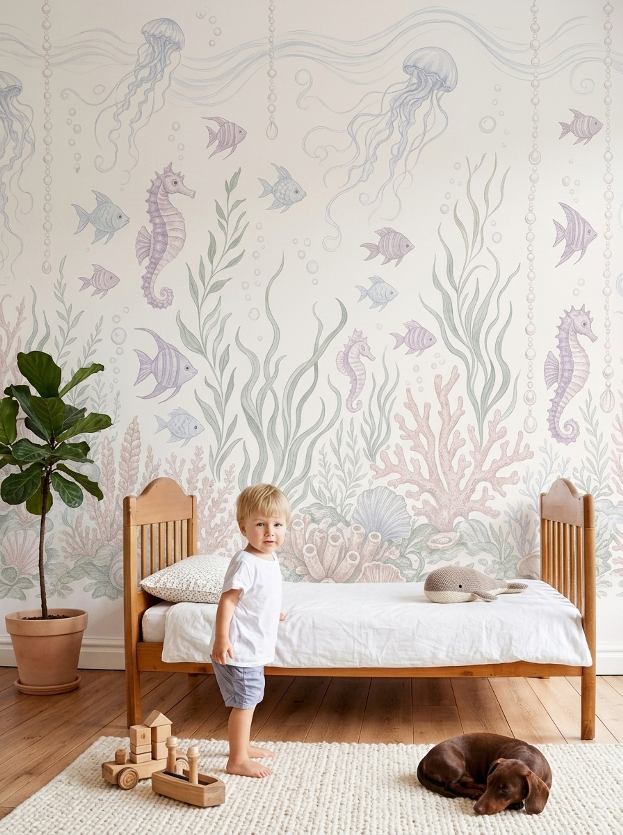 Underwater Wallpaper Coastal Jellyfish Wall Mural