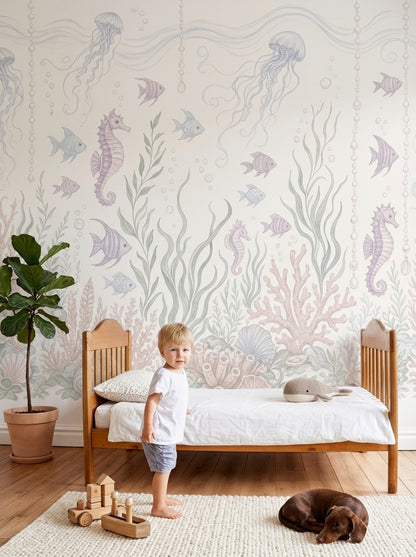 Underwater Wallpaper Coastal Jellyfish Wall Mural