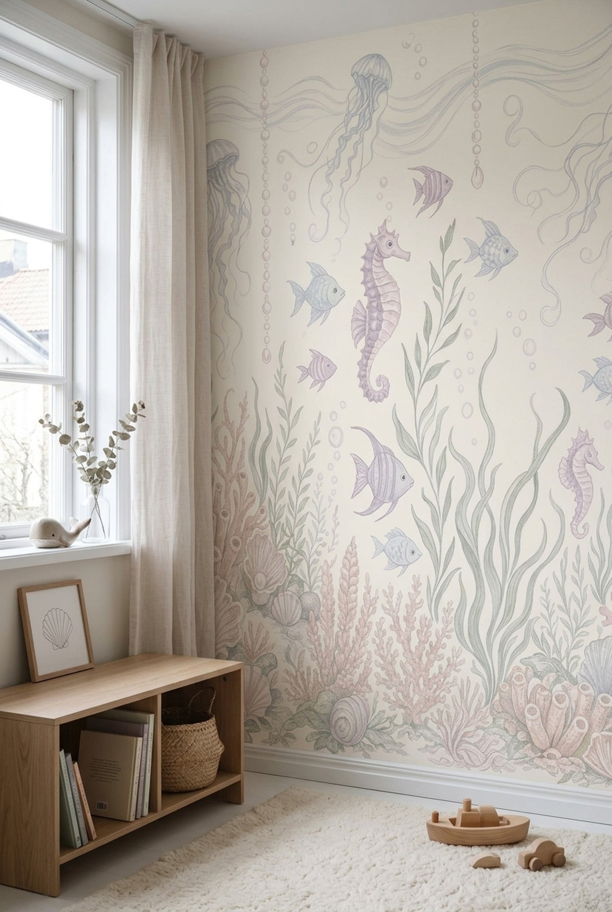 Underwater Wallpaper Coastal Jellyfish Wall Mural