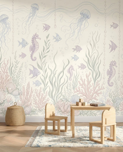 Underwater Wallpaper Coastal Jellyfish Wall Mural