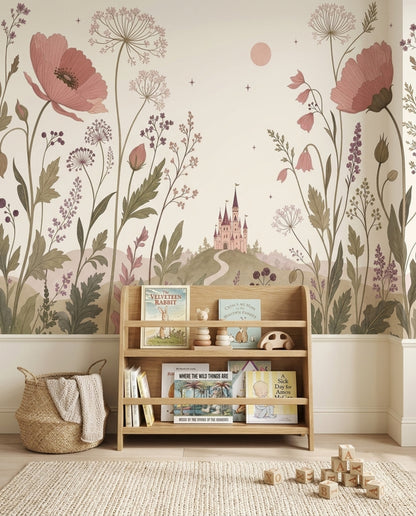 Muted Green Wallpaper Pastel Floral Removable Fairy Tale Wall Decor