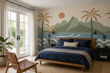 Island Landscape Wallpaper Tropical Coastal Wall Mural