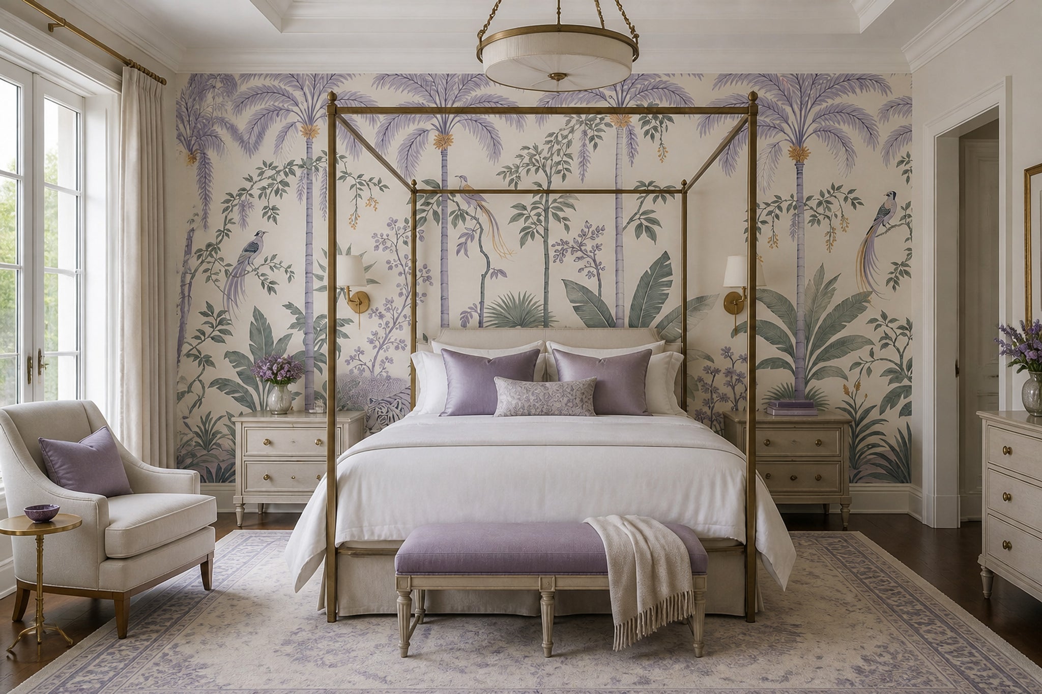 Tropical Jungle Wallpaper Palm Trees Chinoiserie Wall Mural
