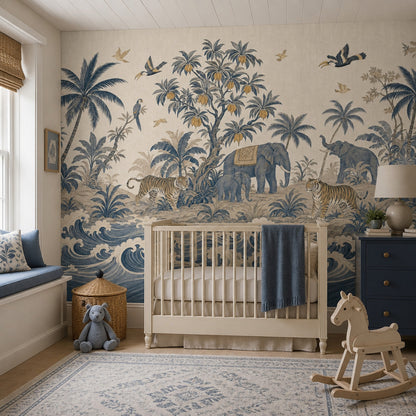 Tropical Landscape Wallpaper Jungle Elephants Wall Mural