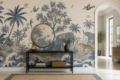 Tropical Landscape Wallpaper Jungle Elephants Wall Mural