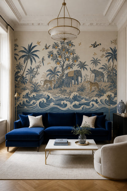 Tropical Landscape Wallpaper Jungle Elephants Wall Mural