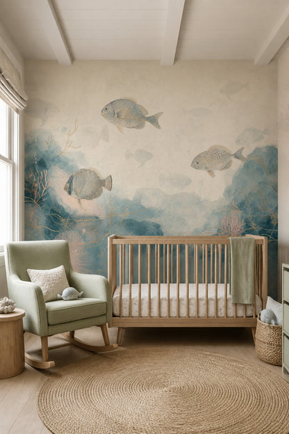 Watercolor Texture Wallpaper Coastal Nautical Removable Wall Decor