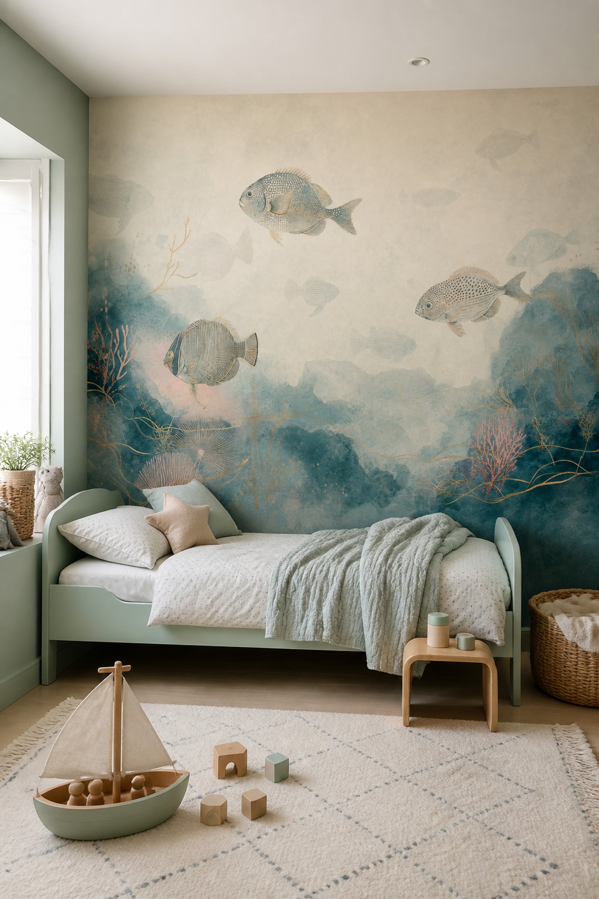 Watercolor Texture Wallpaper Coastal Nautical Removable Wall Decor