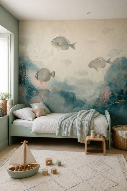 Watercolor Texture Wallpaper Coastal Nautical Removable Wall Decor