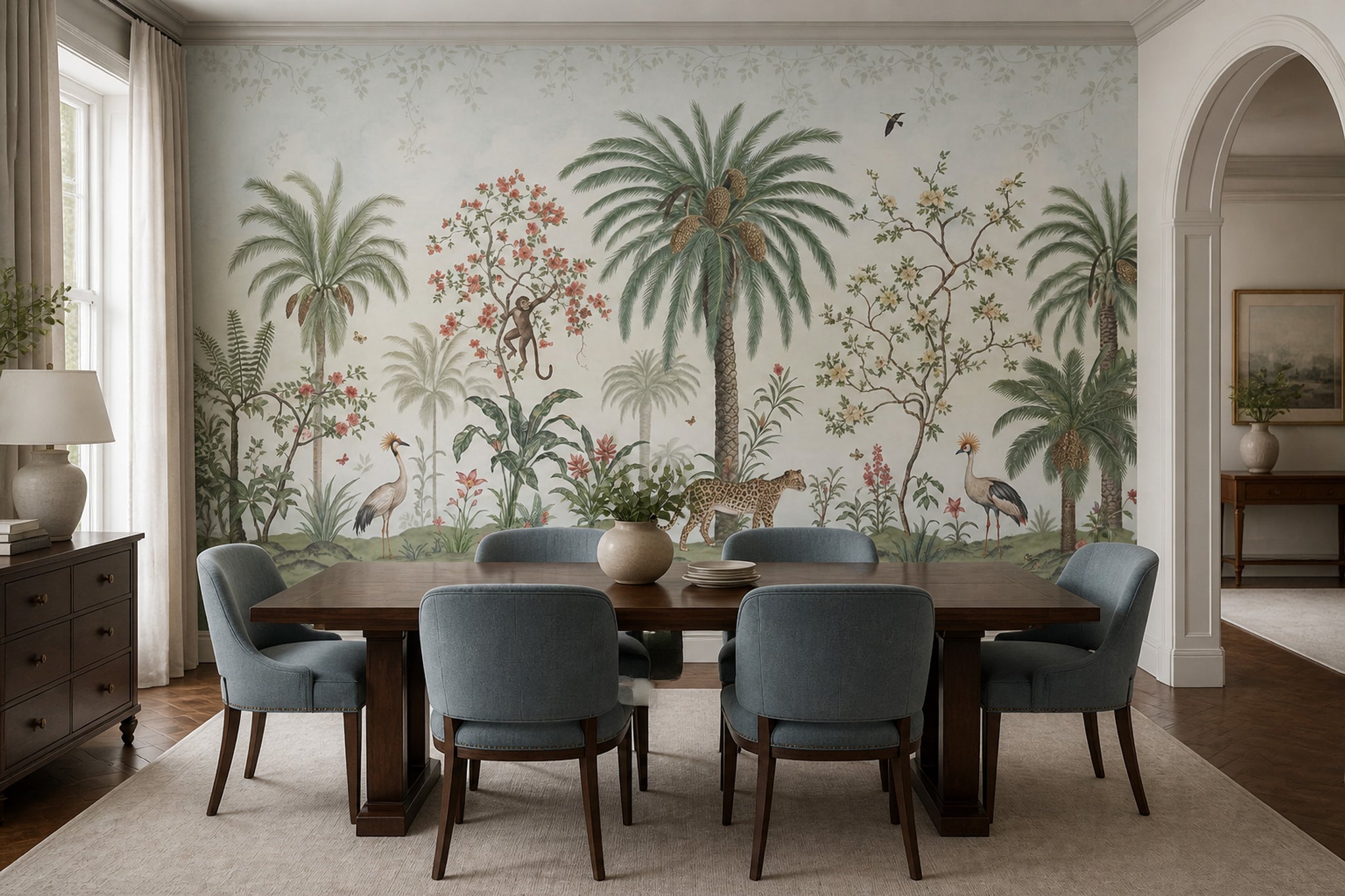 Chinoiserie Wallpaper Tropical Leopard Wall Mural