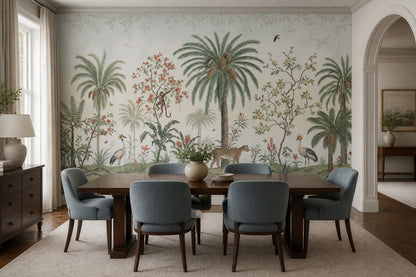 Chinoiserie Wallpaper Tropical Leopard Wall Mural