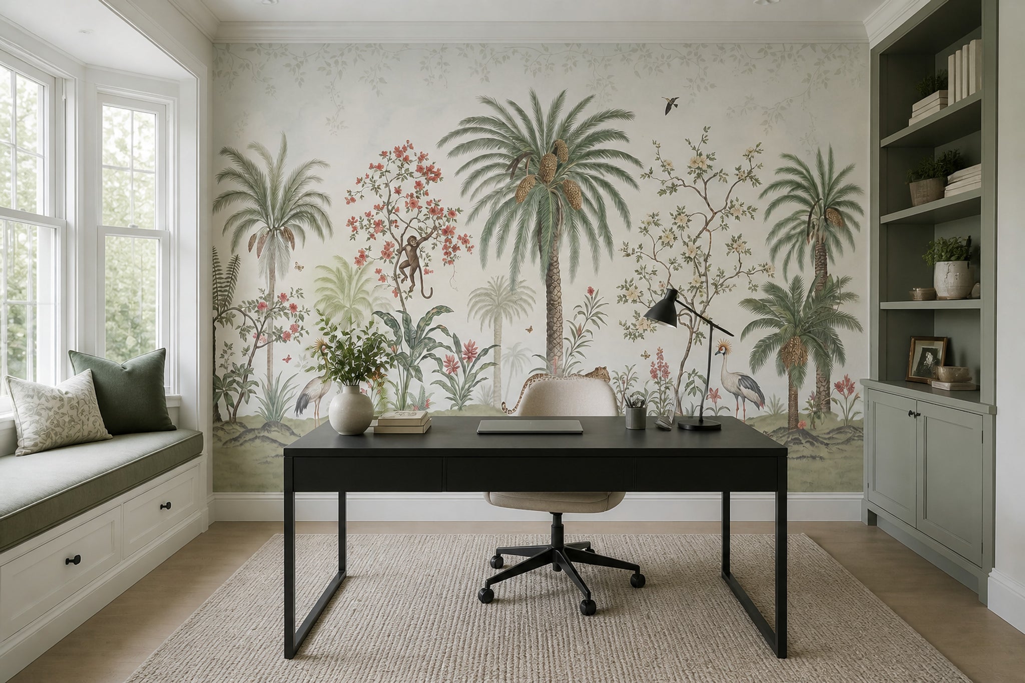 Chinoiserie Wallpaper Tropical Leopard Wall Mural
