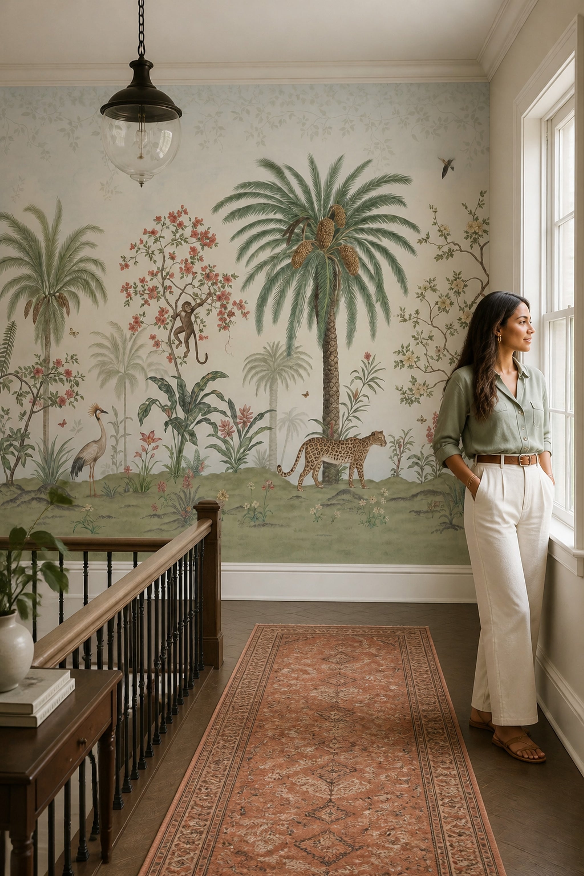 Chinoiserie Wallpaper Tropical Leopard Wall Mural