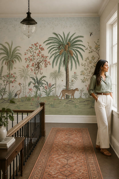 Chinoiserie Wallpaper Tropical Leopard Wall Mural