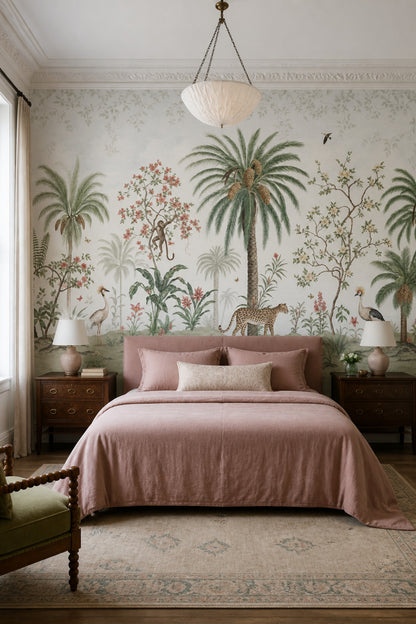Chinoiserie Wallpaper Tropical Leopard Wall Mural