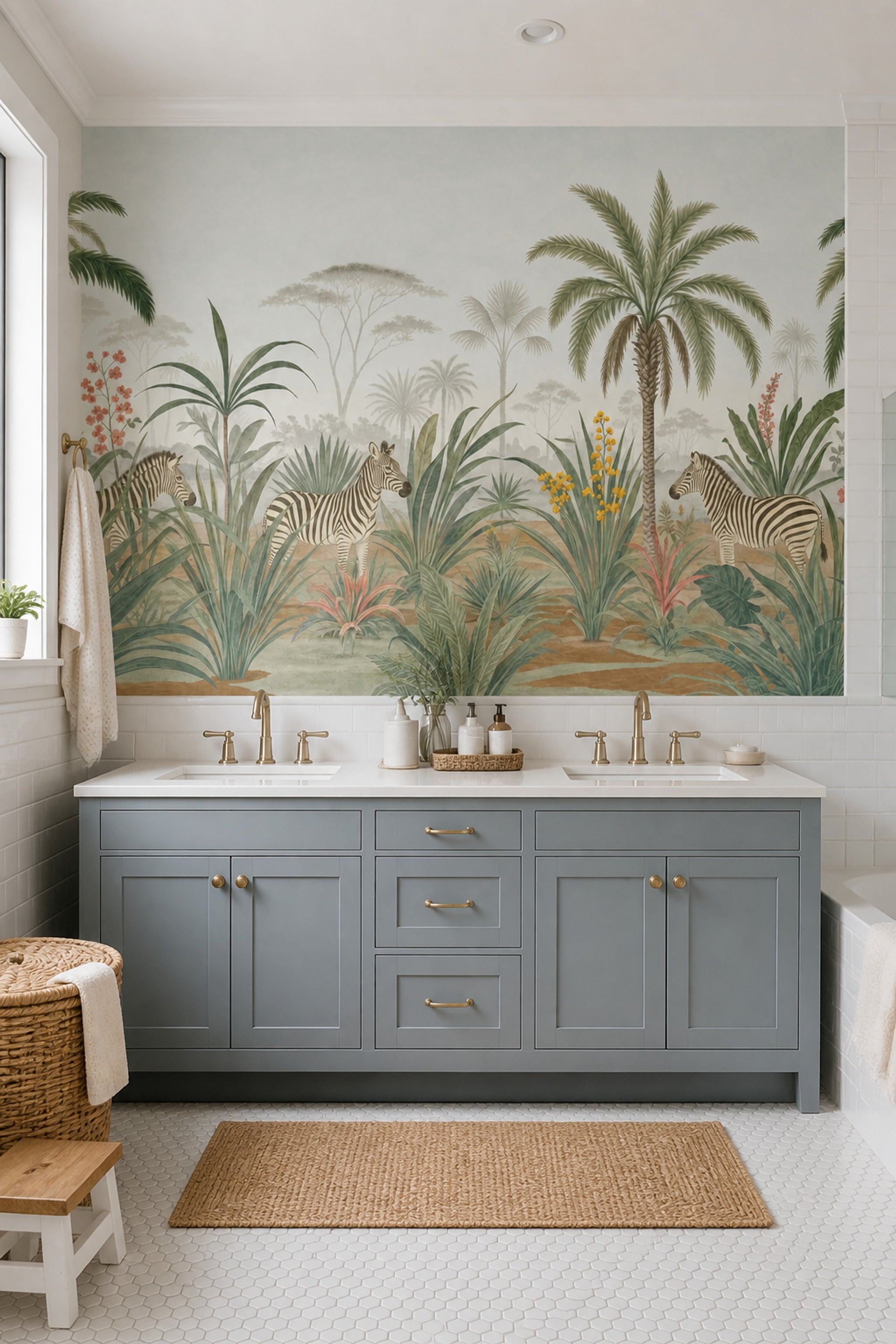 Safari Wallpaper Tropical Zebras Removable Wall Decor