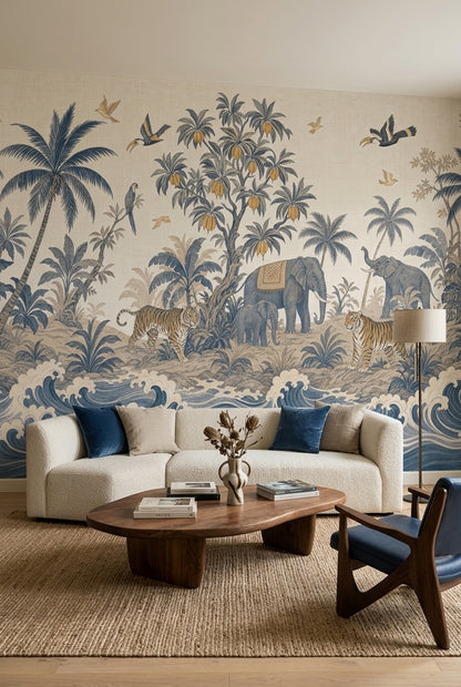 Tropical Landscape Wallpaper Jungle Elephants Wall Mural