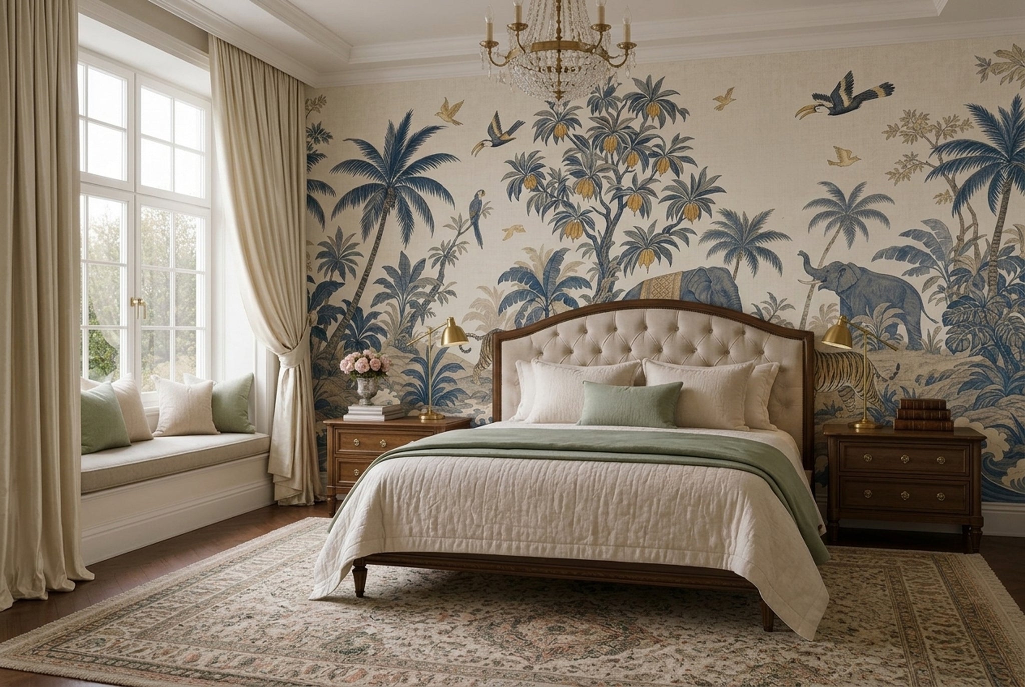 Tropical Landscape Wallpaper Jungle Elephants Wall Mural