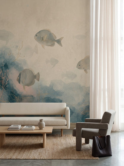 Watercolor Texture Wallpaper Coastal Nautical Removable Wall Decor