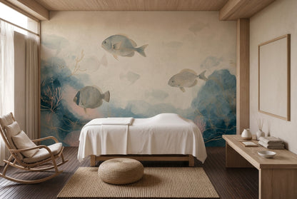 Watercolor Texture Wallpaper Coastal Nautical Removable Wall Decor