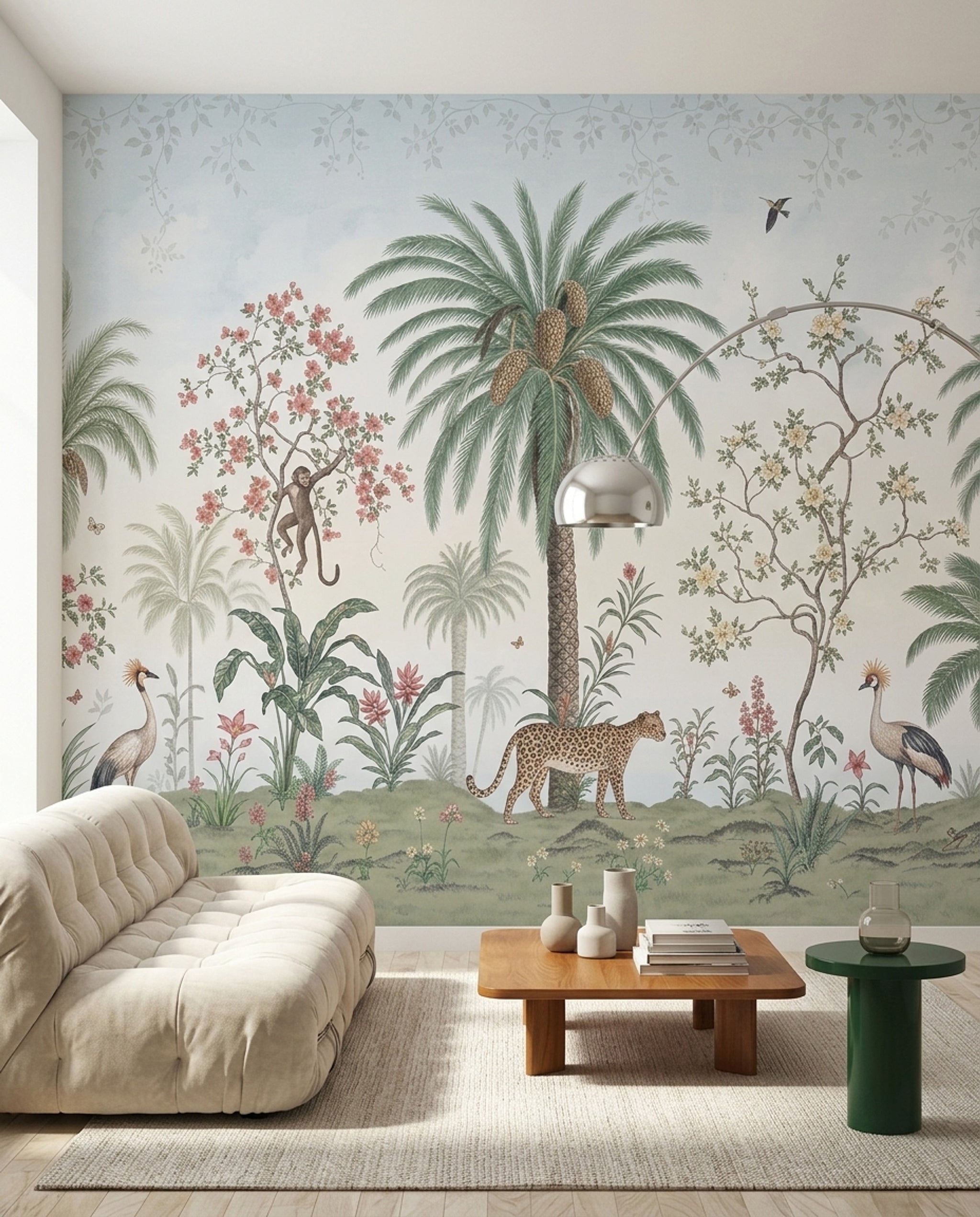 Chinoiserie Wallpaper Tropical Leopard Wall Mural