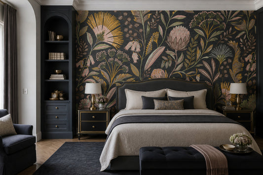 Dark Floral Wallpaper Moody Botanical Removable Vintage Flower Wall Decor