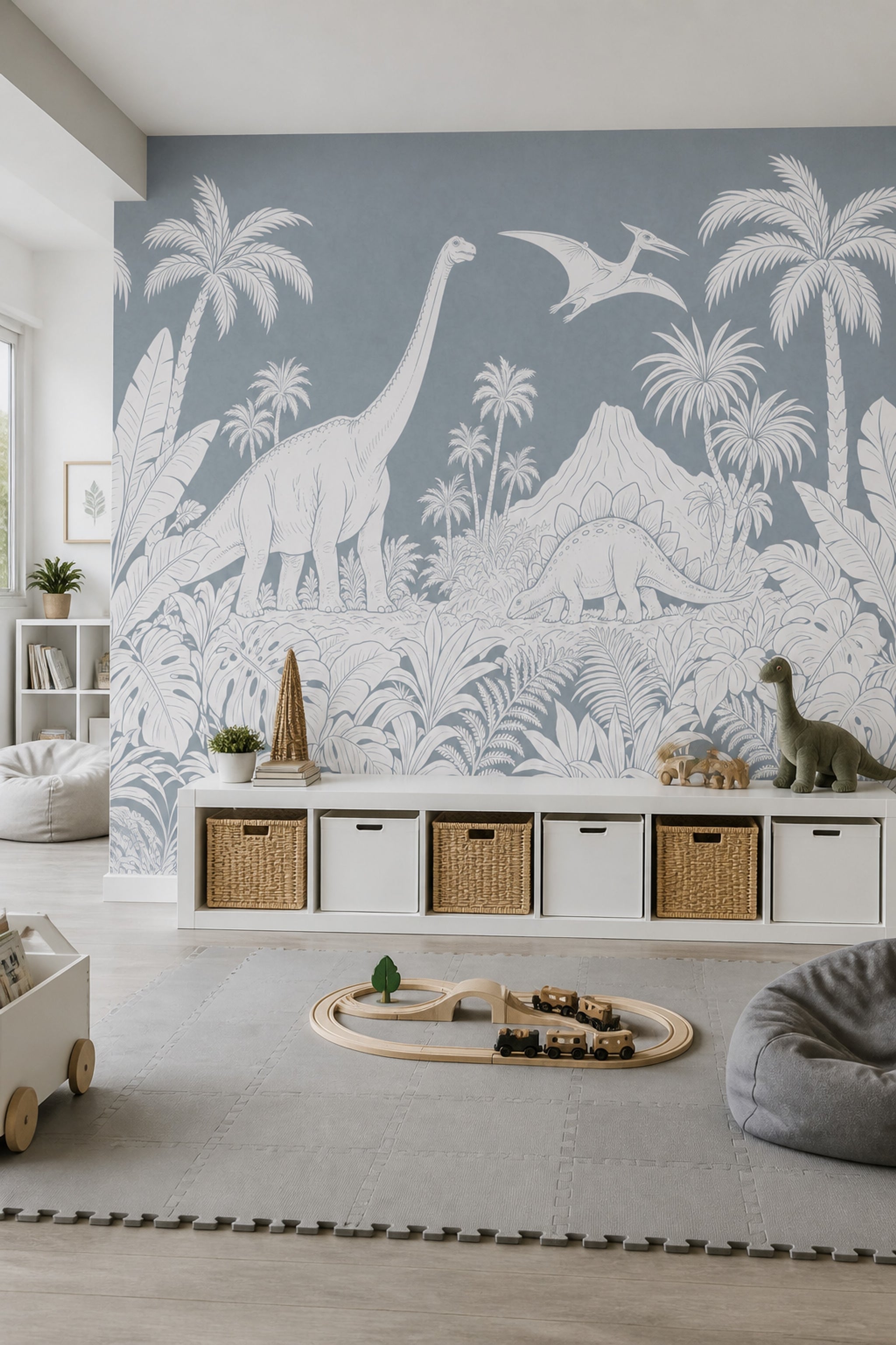 Dinosaurs Wallpaper Prehistoric Tropical Jungle Wall Mural