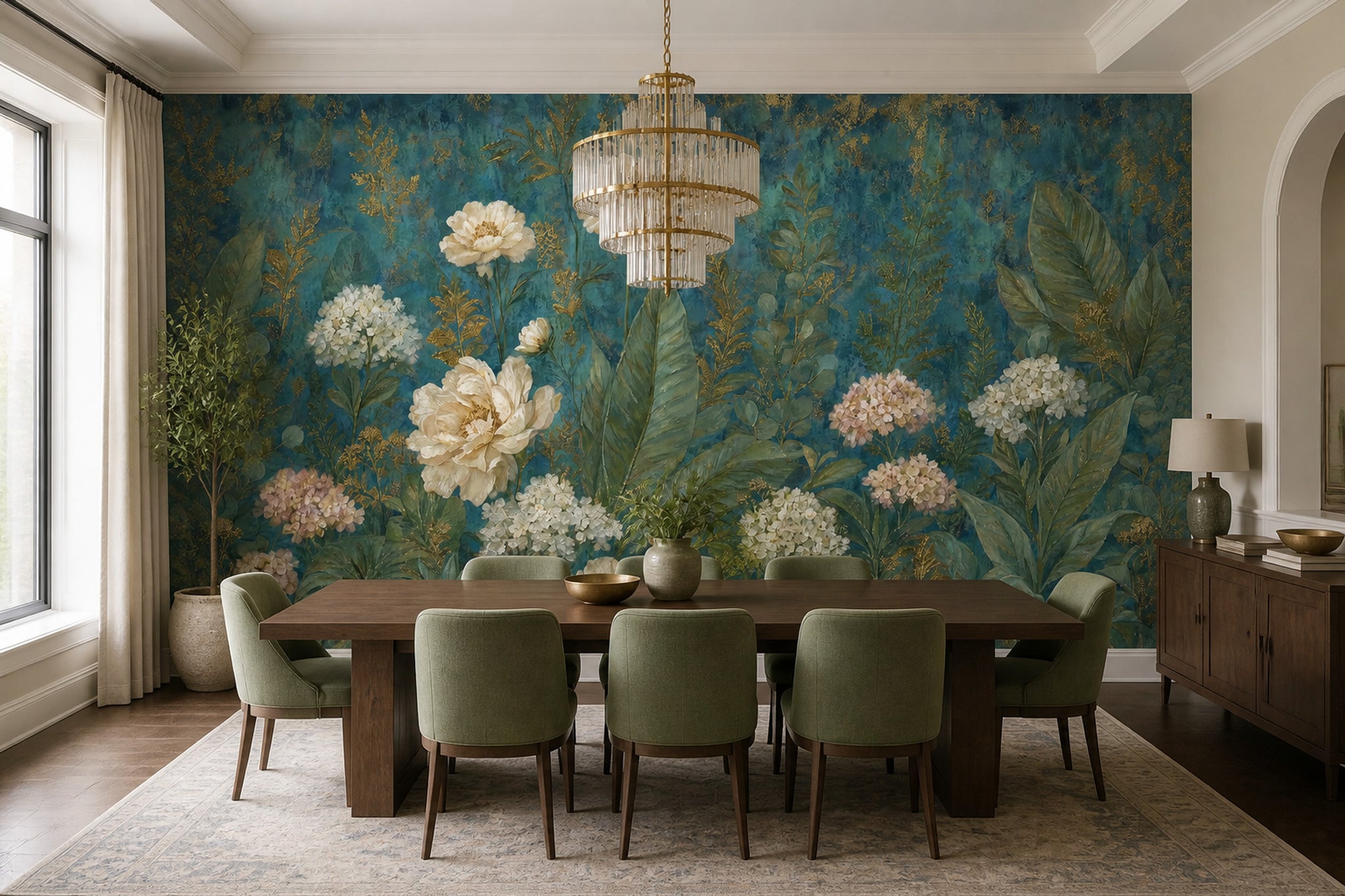 Dark Floral Wallpaper Moody Botanical Removable Tropical Wall Decor