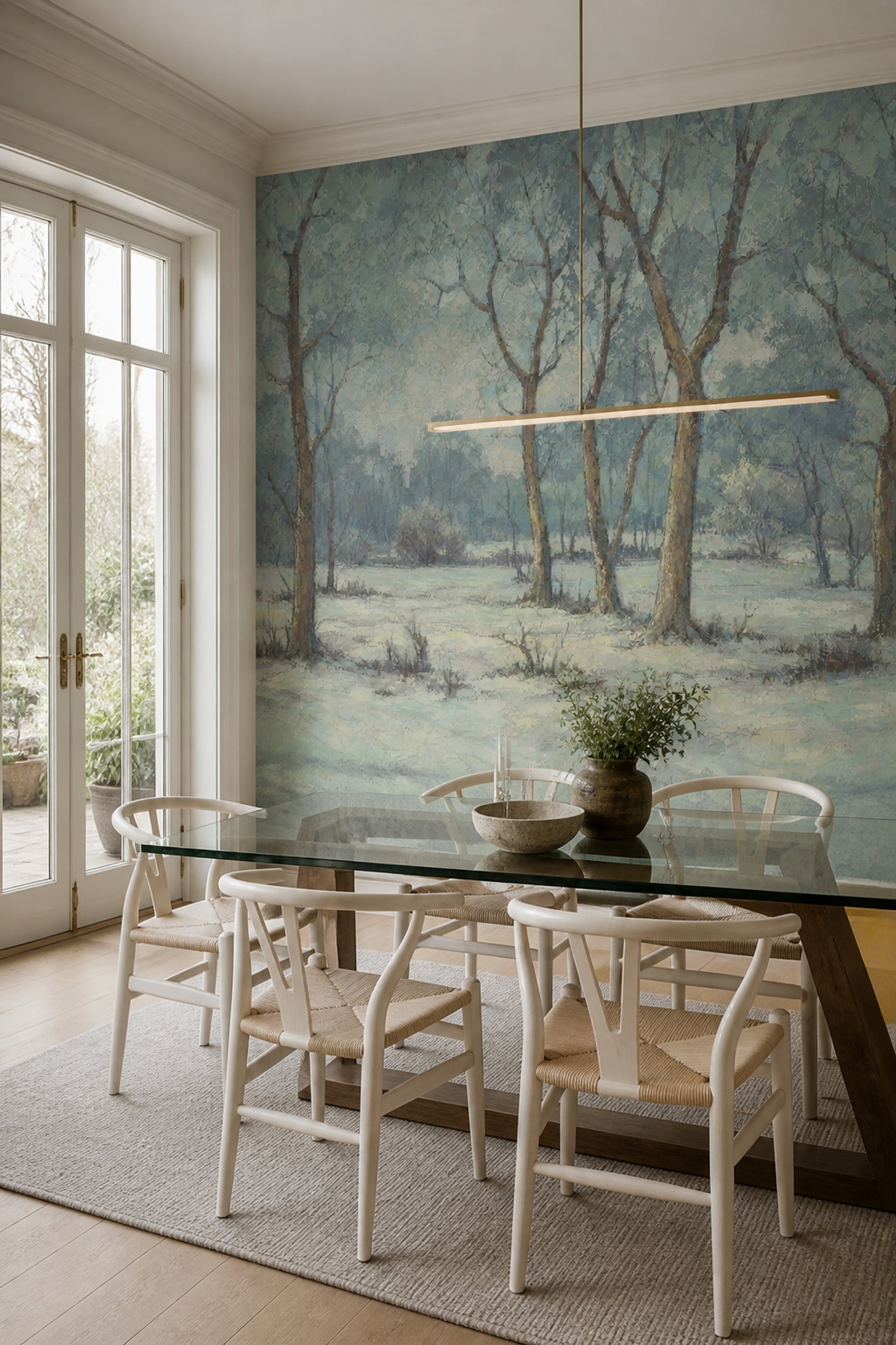 Winter Forest Wallpaper Snowy Landscape Removable Bare Trees Wall Decor