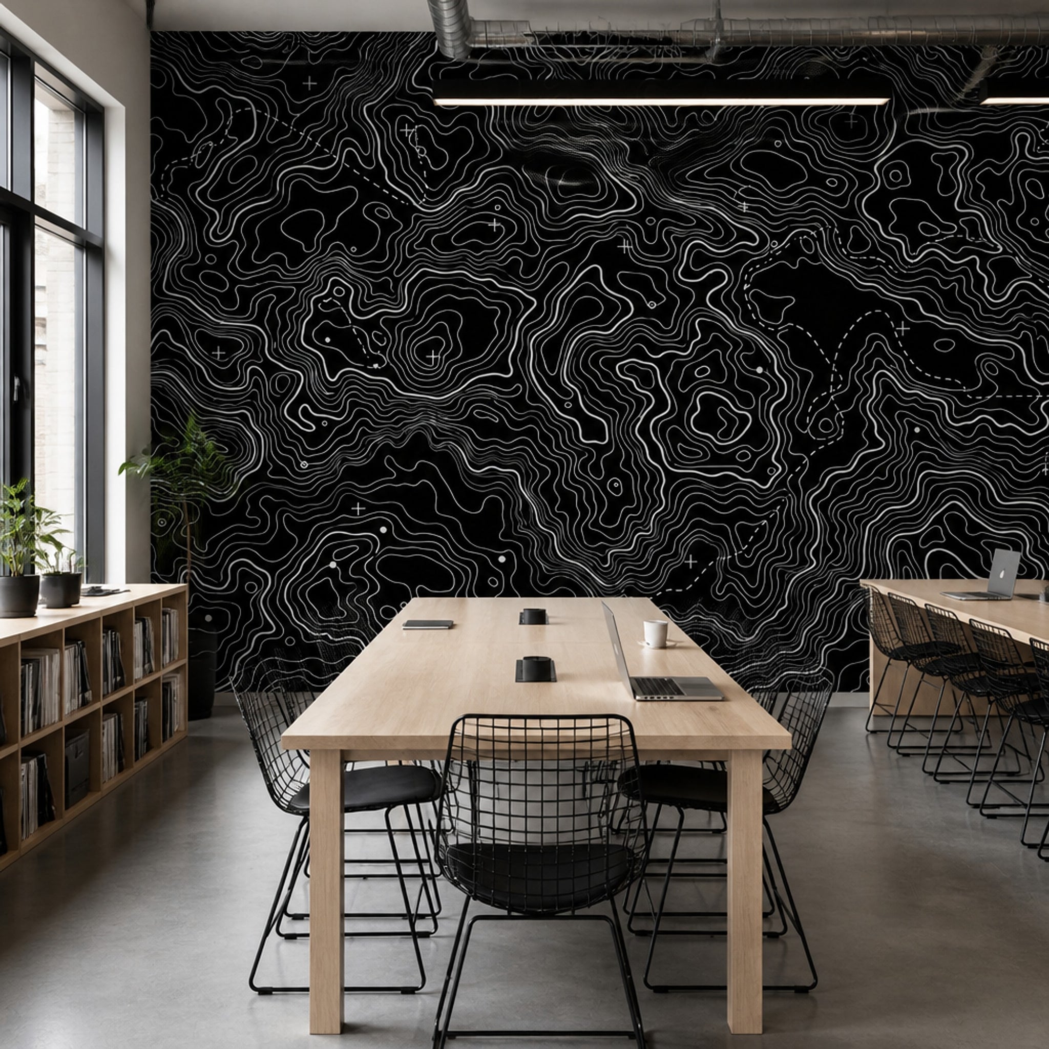 Topographic Map Wallpaper Solid Black Topographic Map Removable Wall Decor